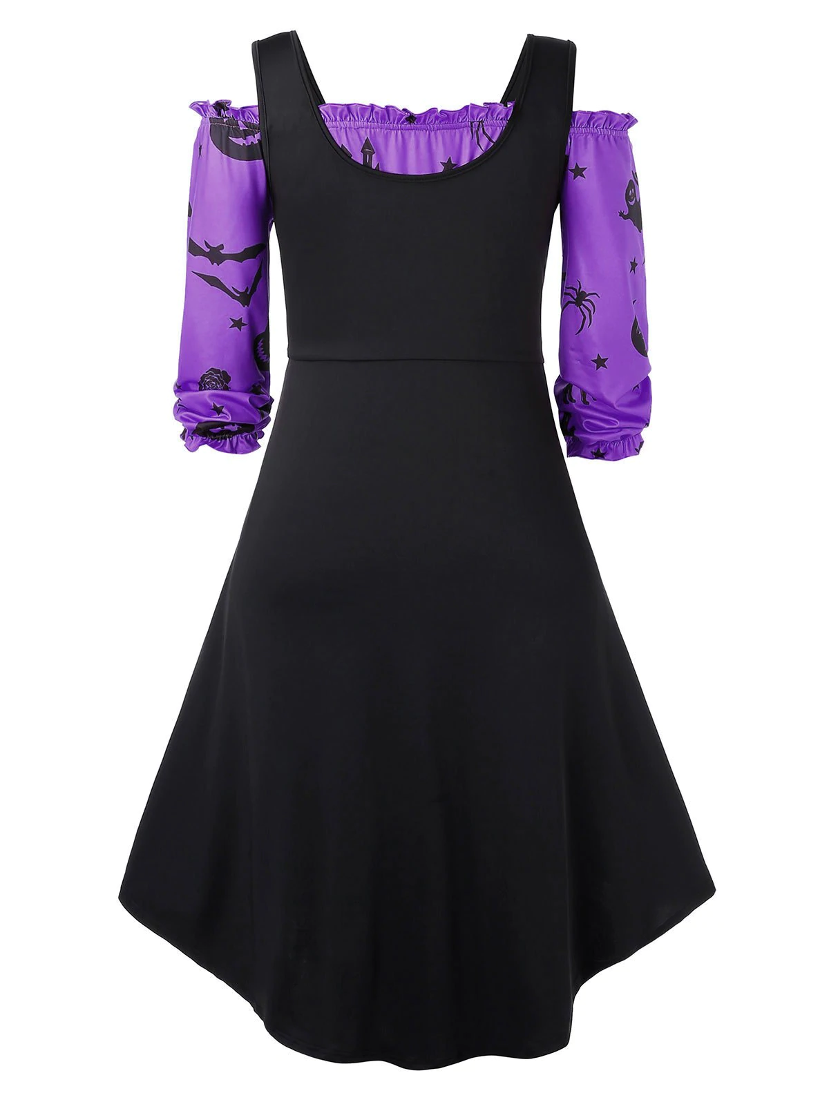 Plus Size Off The Shoulder Pumpkin Print Halloween Vintage Dress