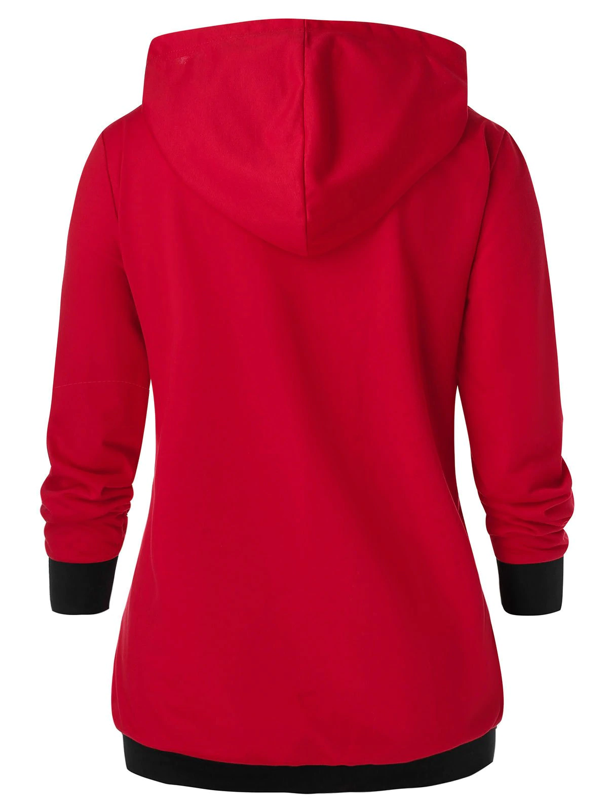 Plus Size Drawstring Santa Claus Print Christmas Hoodie