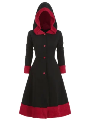 Hooded Plus Size Fuzzy Trim Coat