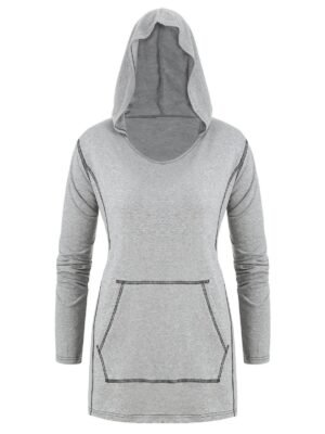 Plus Size Stitching Front Pocket Hoodie