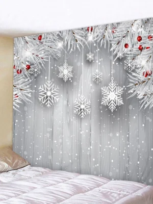 Christmas Tree Branch Snowflake Print Wall Tapestry