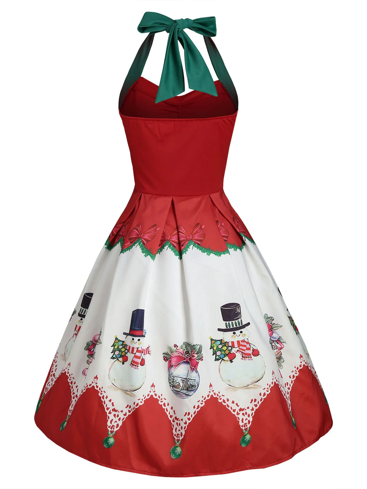 Christmas Snowman Halter Ruched Party Dress