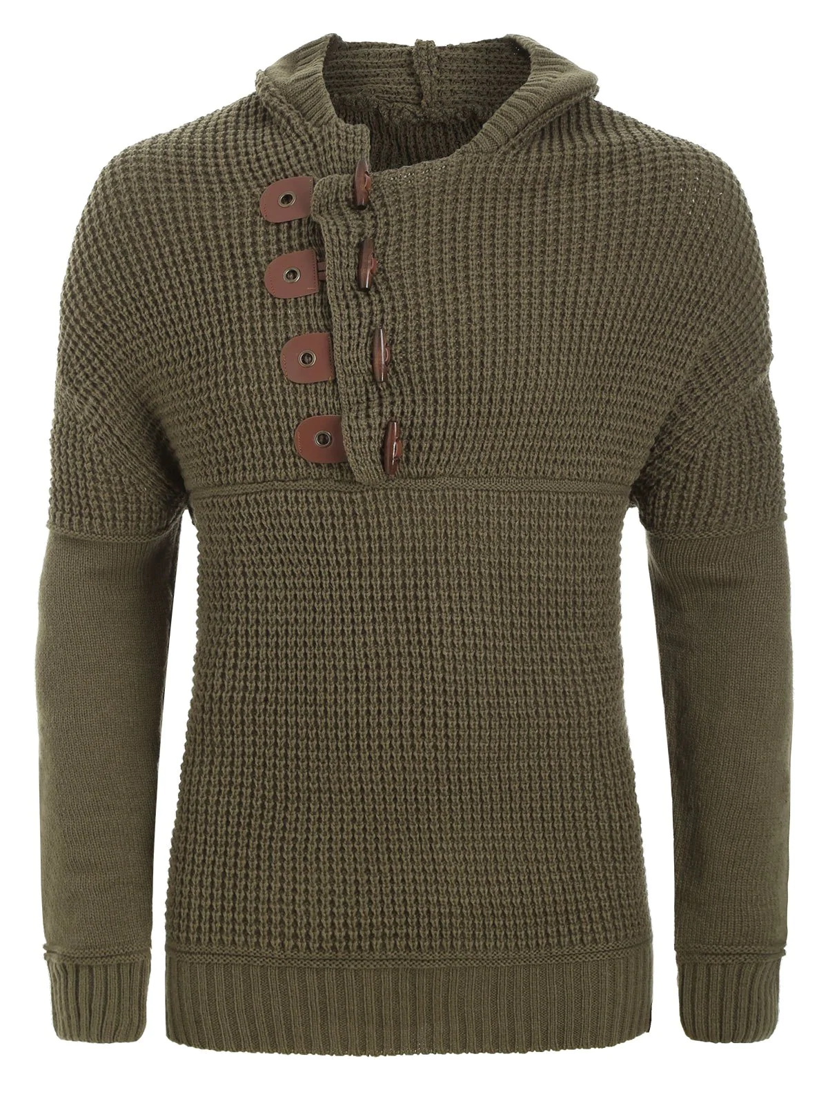 Horn Button Decoration Pullover Sweater