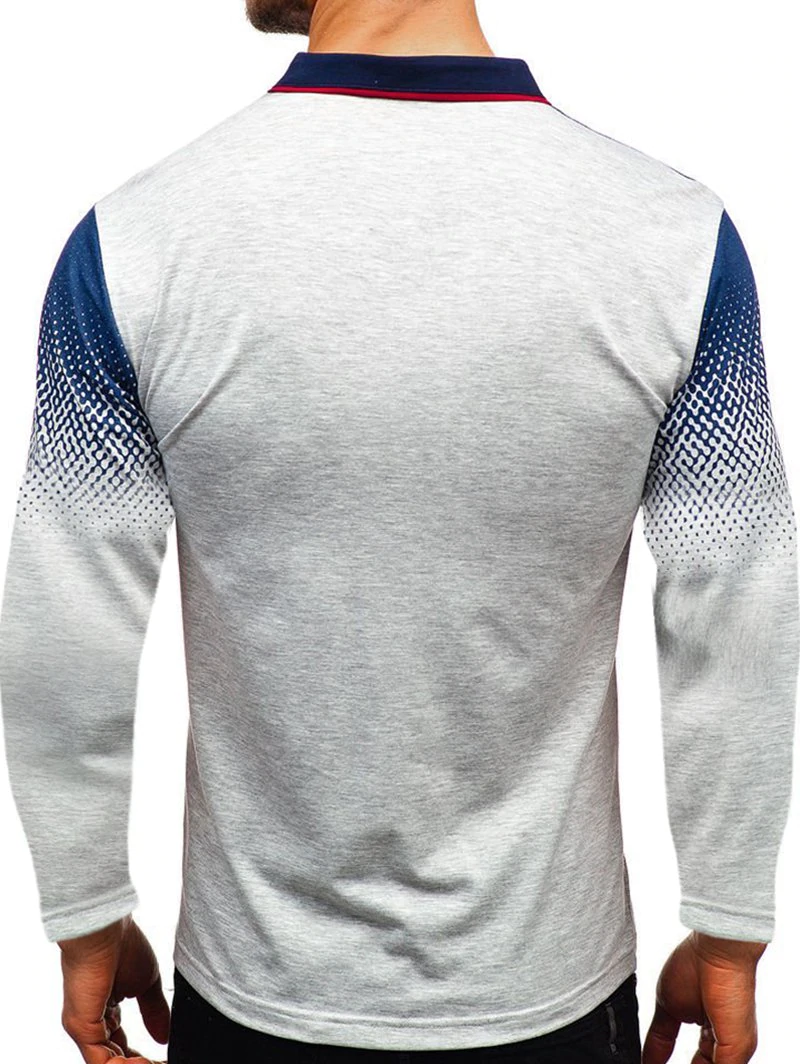 Gradient Faux Pocket Turn Down Collar T Shirt