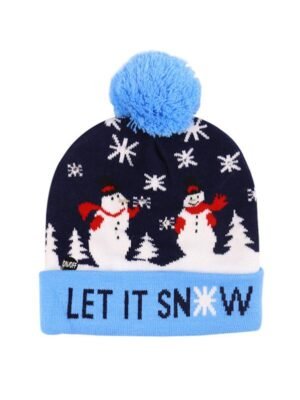 Christmas Tree Snowman Elk Knitted Bobble Hat