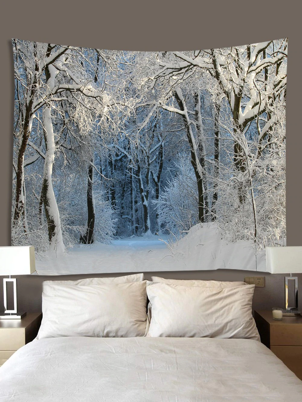 Snow Forest Trail Print Tapestry Wall Hanging Art Decoration