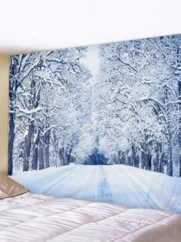Snow Forest Road Print Tapestry Wall Hanging Art Decoration