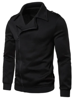 Solid Color Zipper Up Casual Jacket