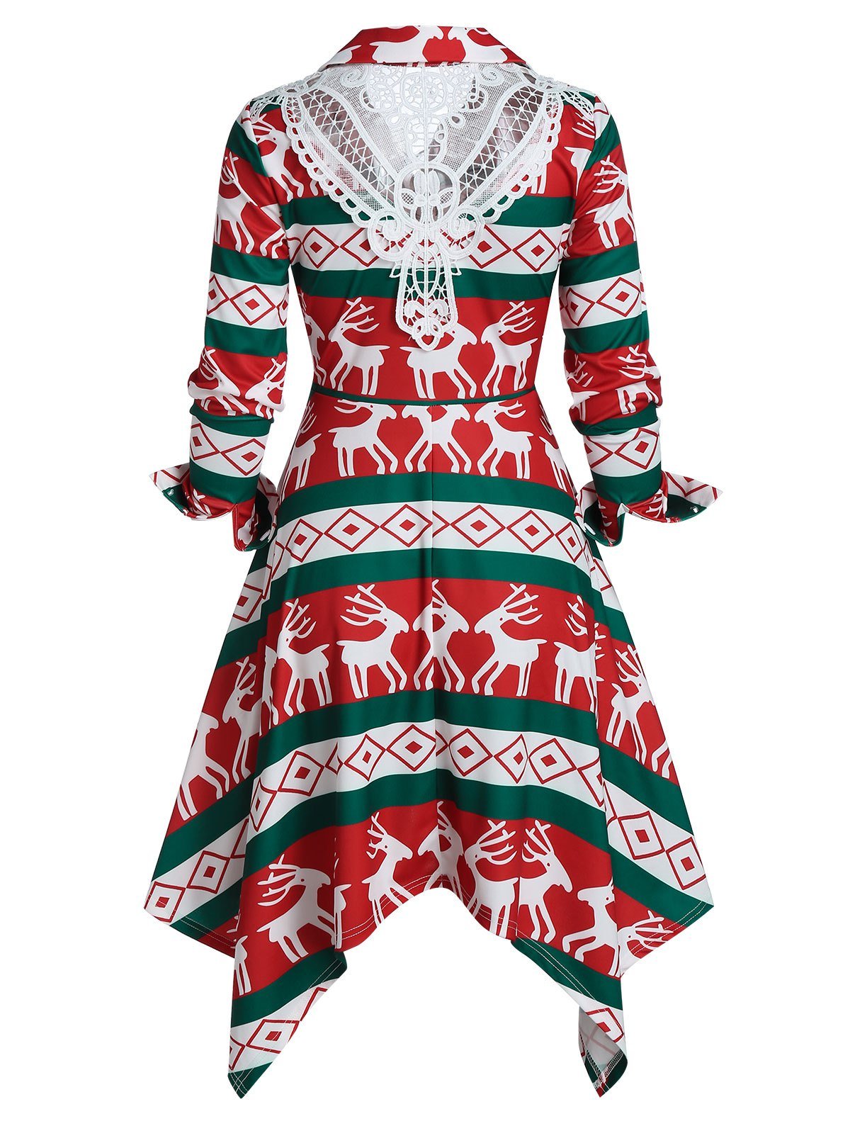 Elk Print Belted Front Zip A Line Dress