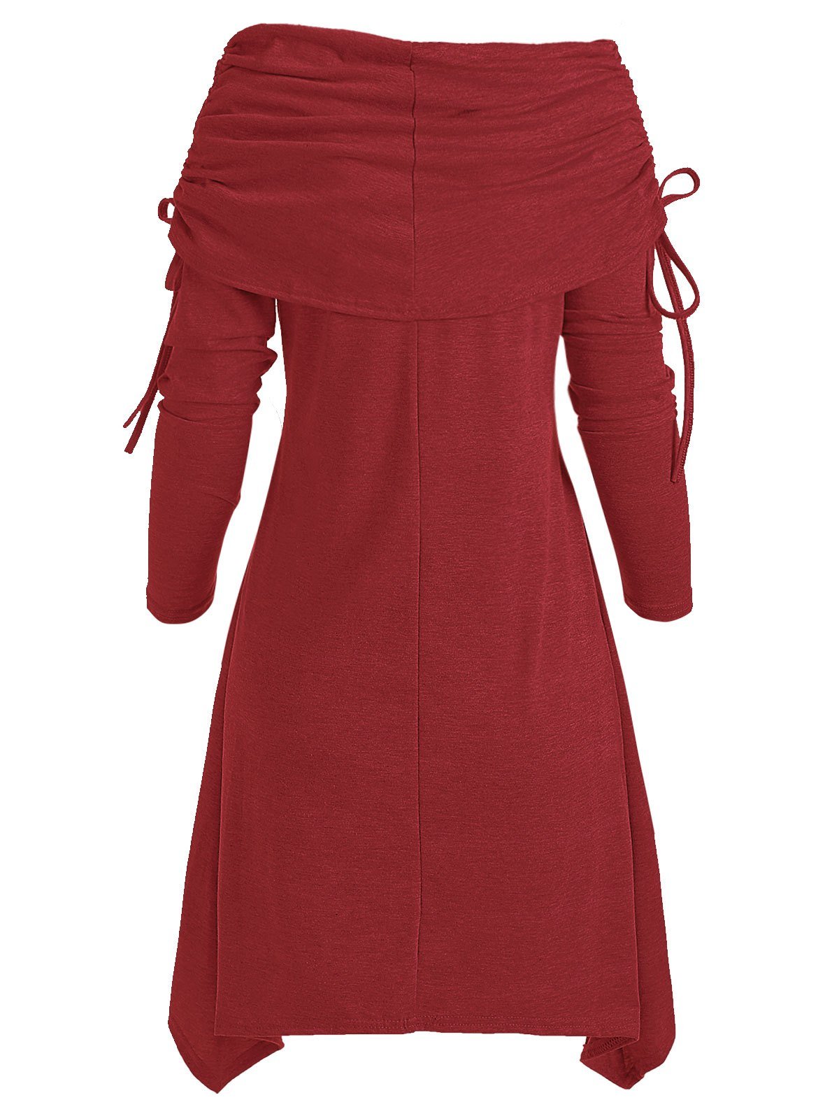 Christmas Santa Claus Foldover Off Shoulder Asymmetrical Dress