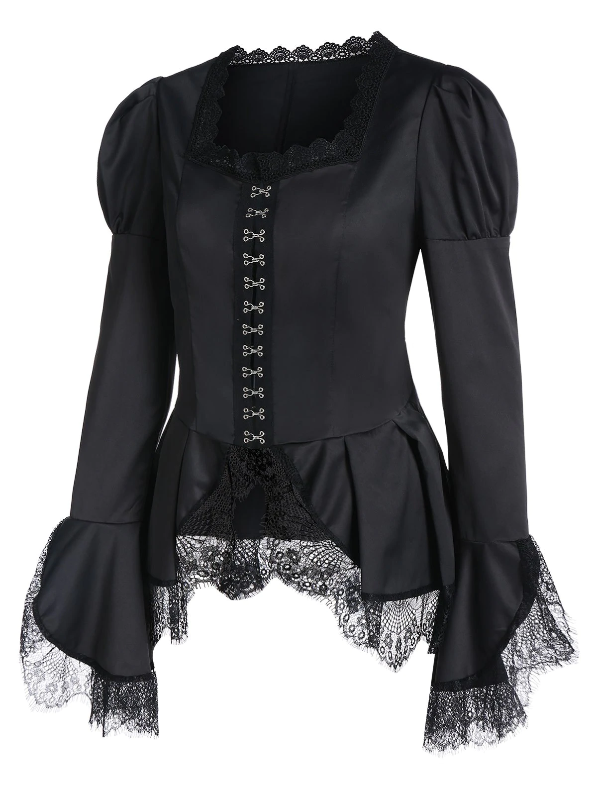 Vintage Lace Insert Hook and Eye Peplum Coat