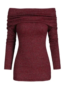 Folded Bowknot Metallic Thread Knitwear