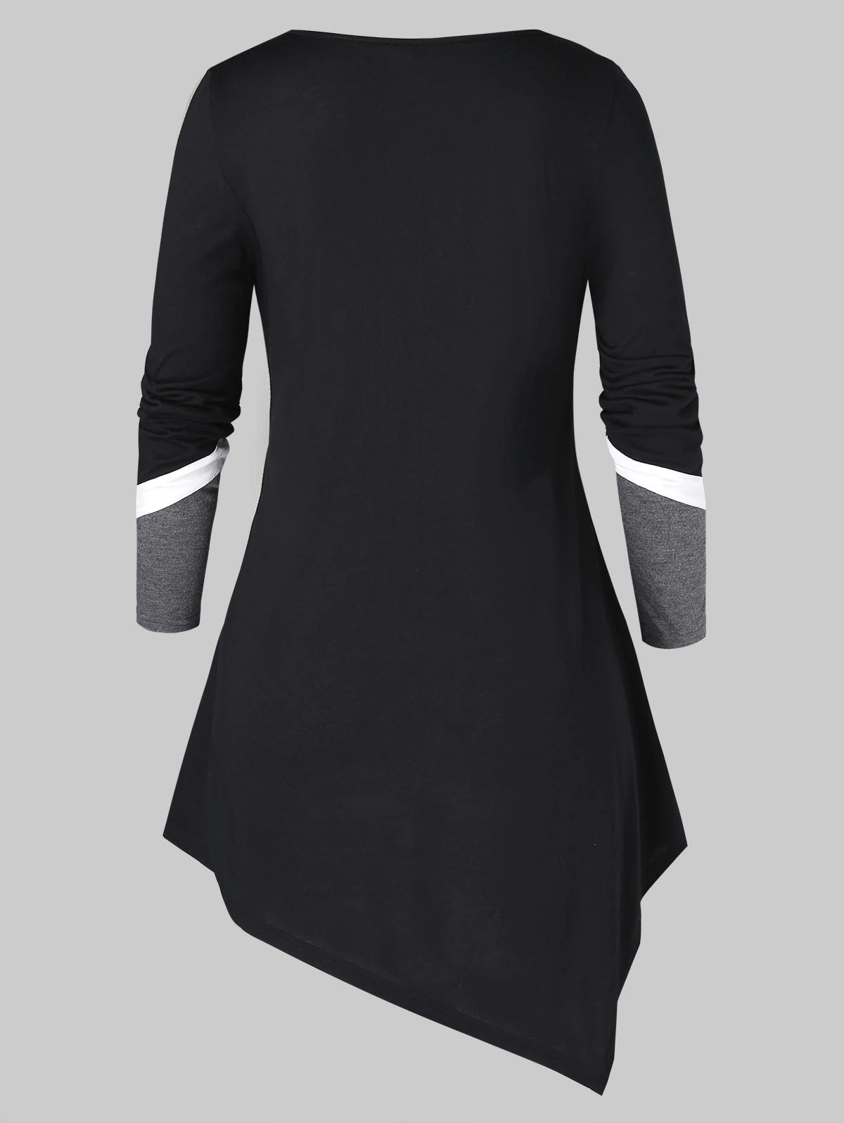 Plus Size Cowl Neck Contrast Color Asymmetric T Shirt