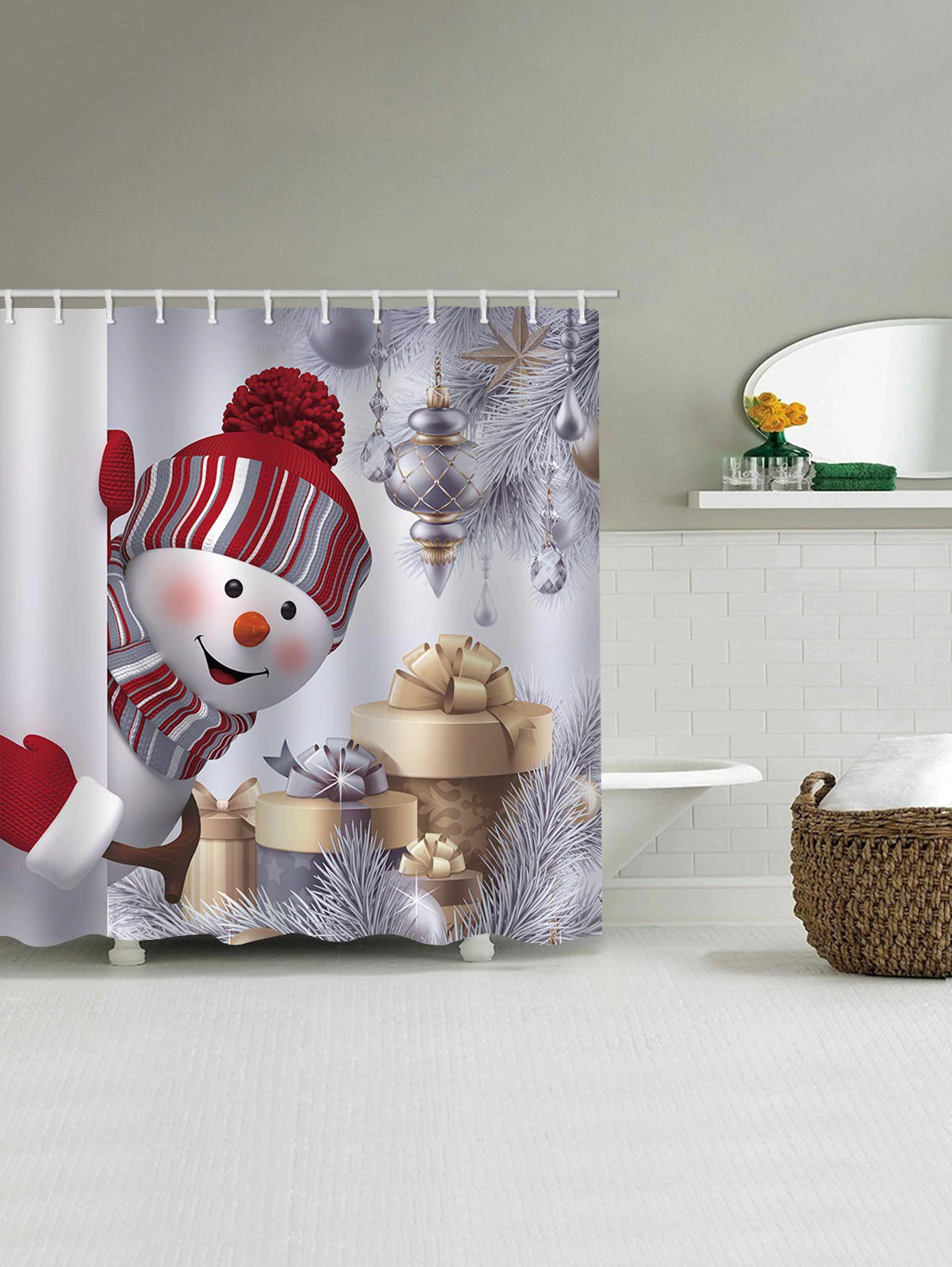 Snowman Waterproof Shower Curtain