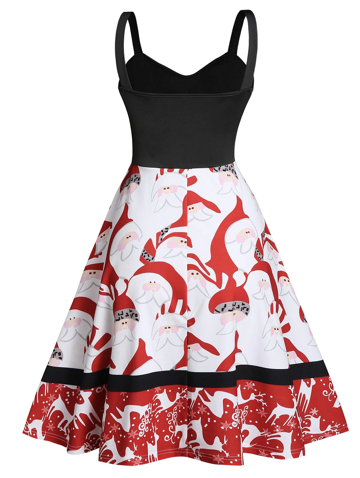 Christmas Santa Claus Elk Print Twist Front Skater Dress