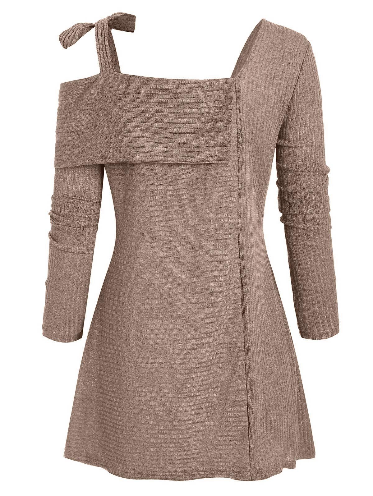 Tie Ribbed Folded Plus Size Knitwear