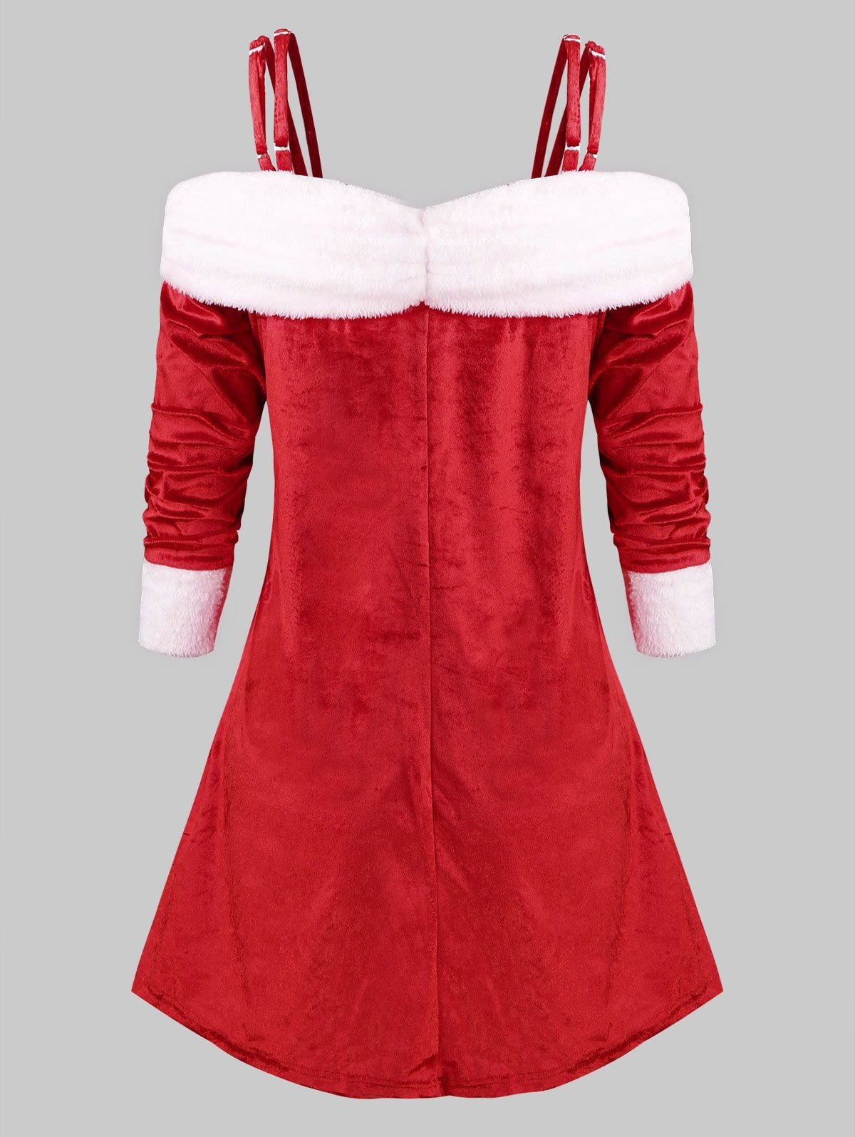 Plus Size Cold Shoulder Faux Fur Velvet Christmas T Shirt