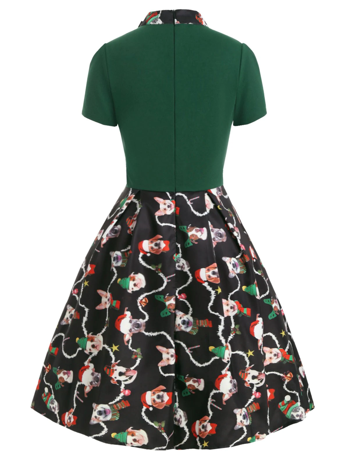 Christmas Funny Dog Print Bow Tie Vintage Dress