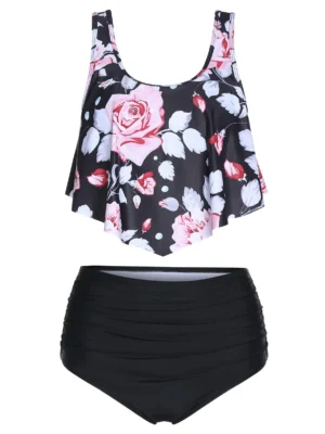 Floral Print High Waisted Tankini Swimwear
