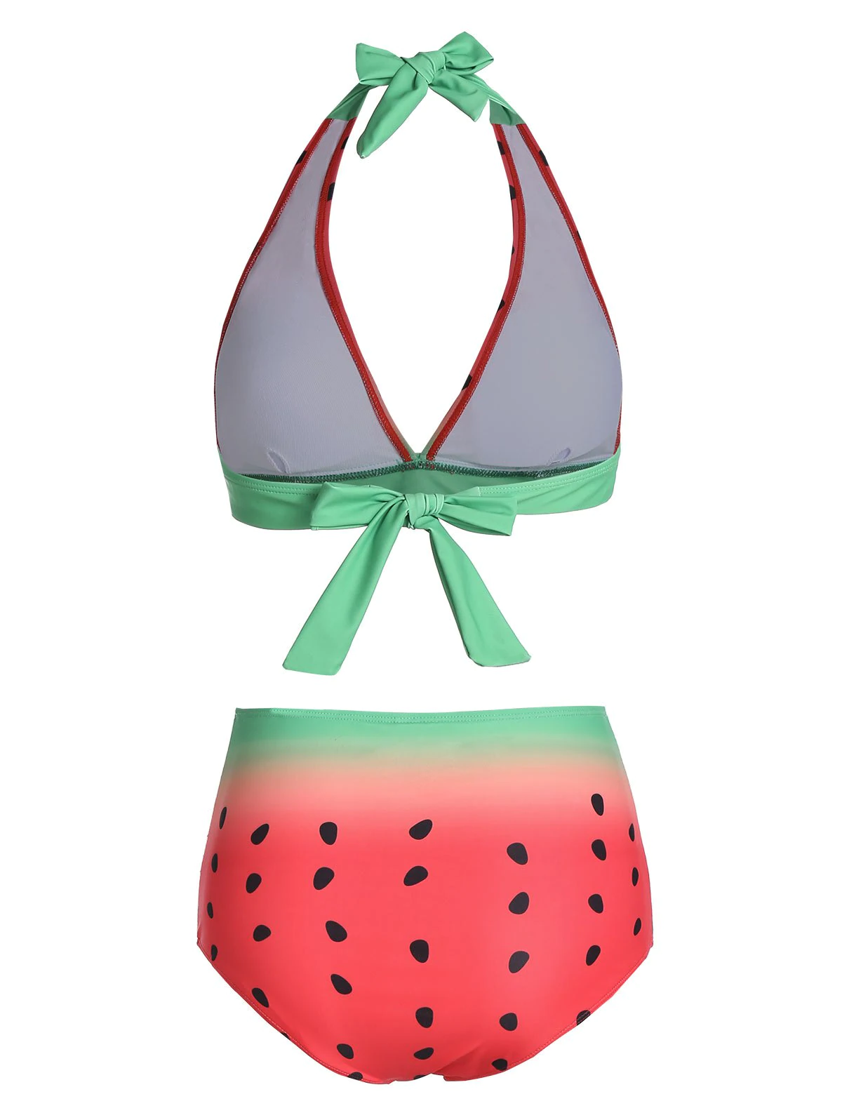 Watermelon Print Halter Padded Bikini Swimwear