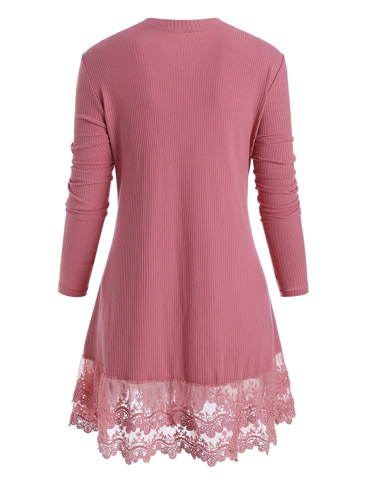 Plus Size V Neck Lace Hem Cable Knit Sweater