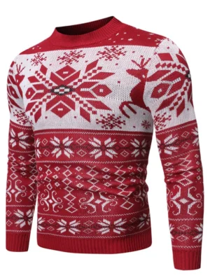 Christmas Snowflake Geometric Graphic Casual Sweater