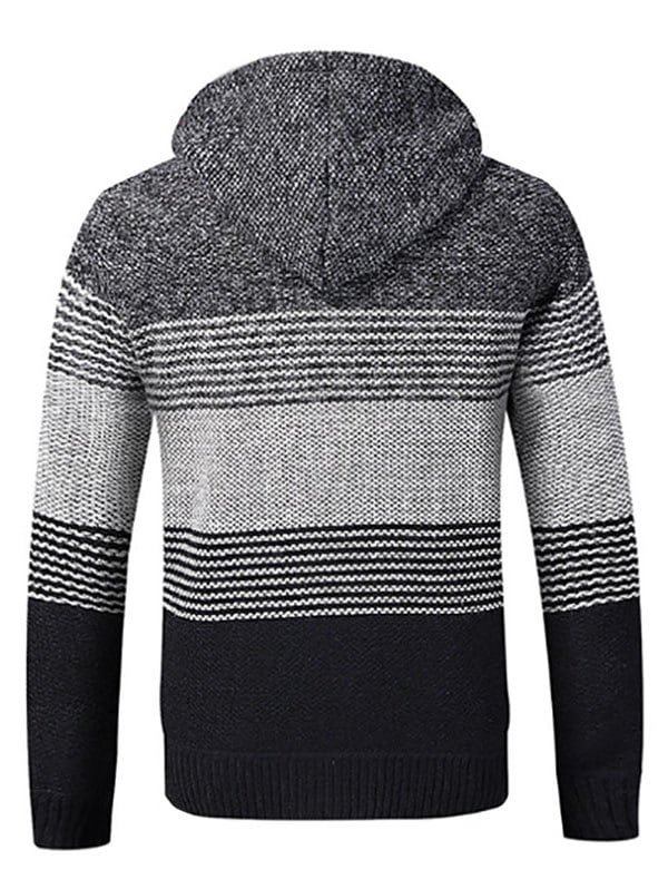 Color Blocking Zipper Fluffy Cardigan