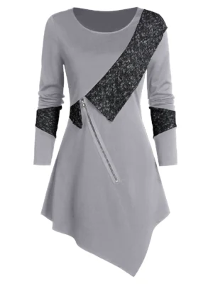Contrast Trim Asymmetric Longline Sweater