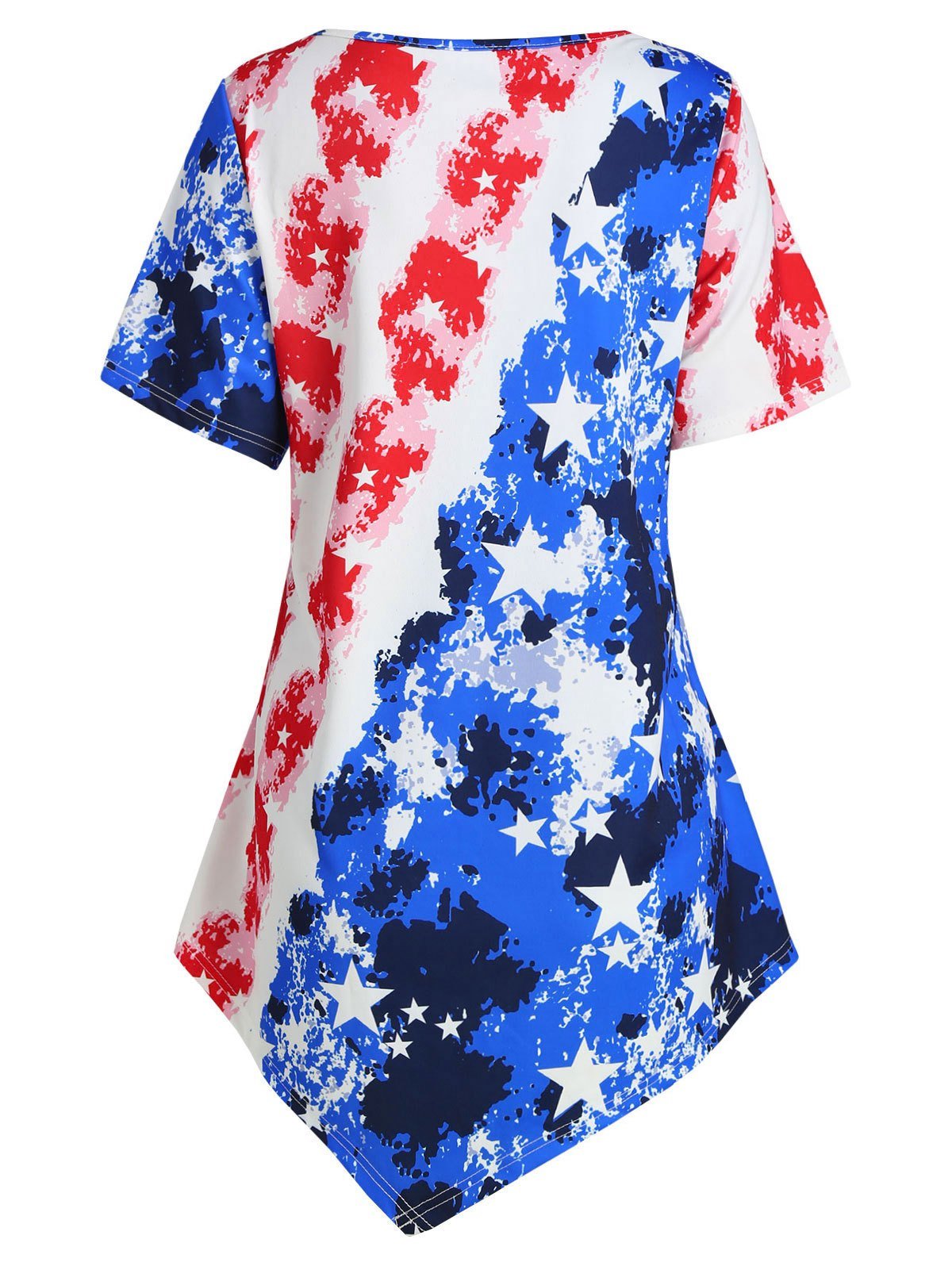 Plus Size Lace Up American Flag Print T Shirt