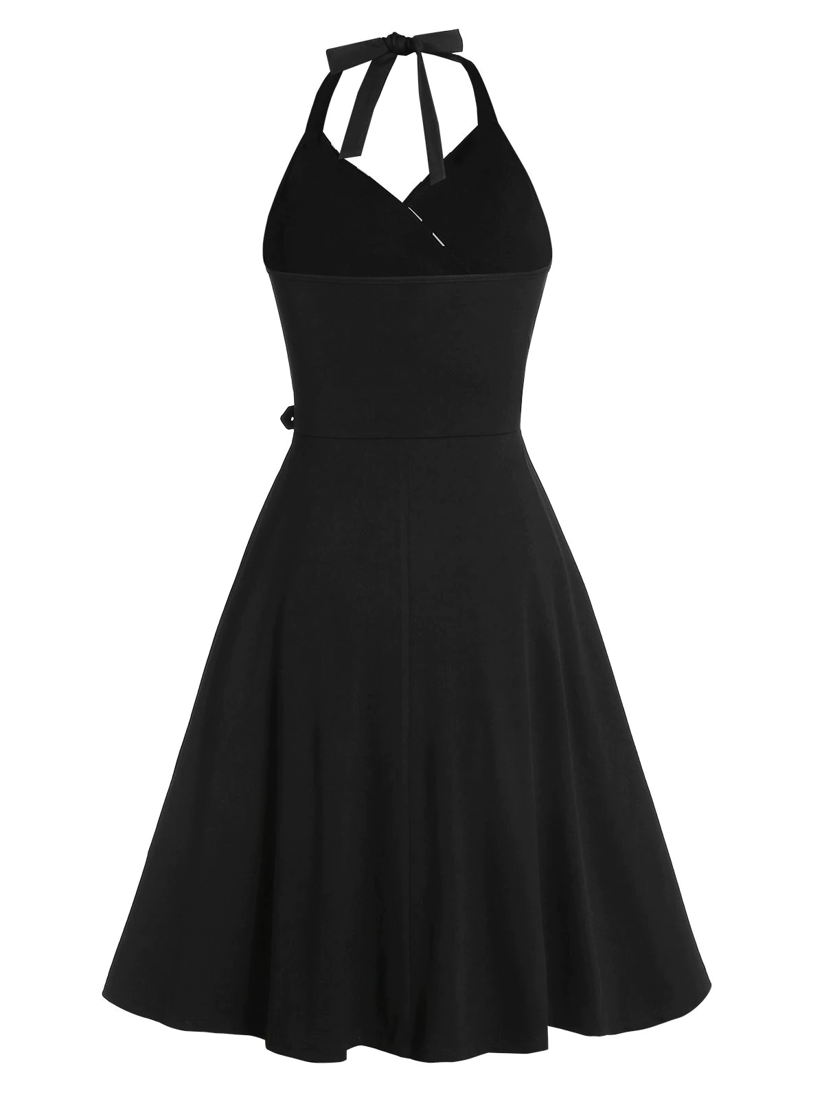 Halter Polka Dot Print Buckle Strap Vintage Dress