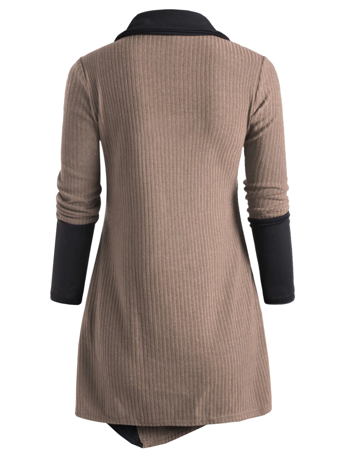 Two Tone Ribbed Turndown Collar Tunic Knitwear