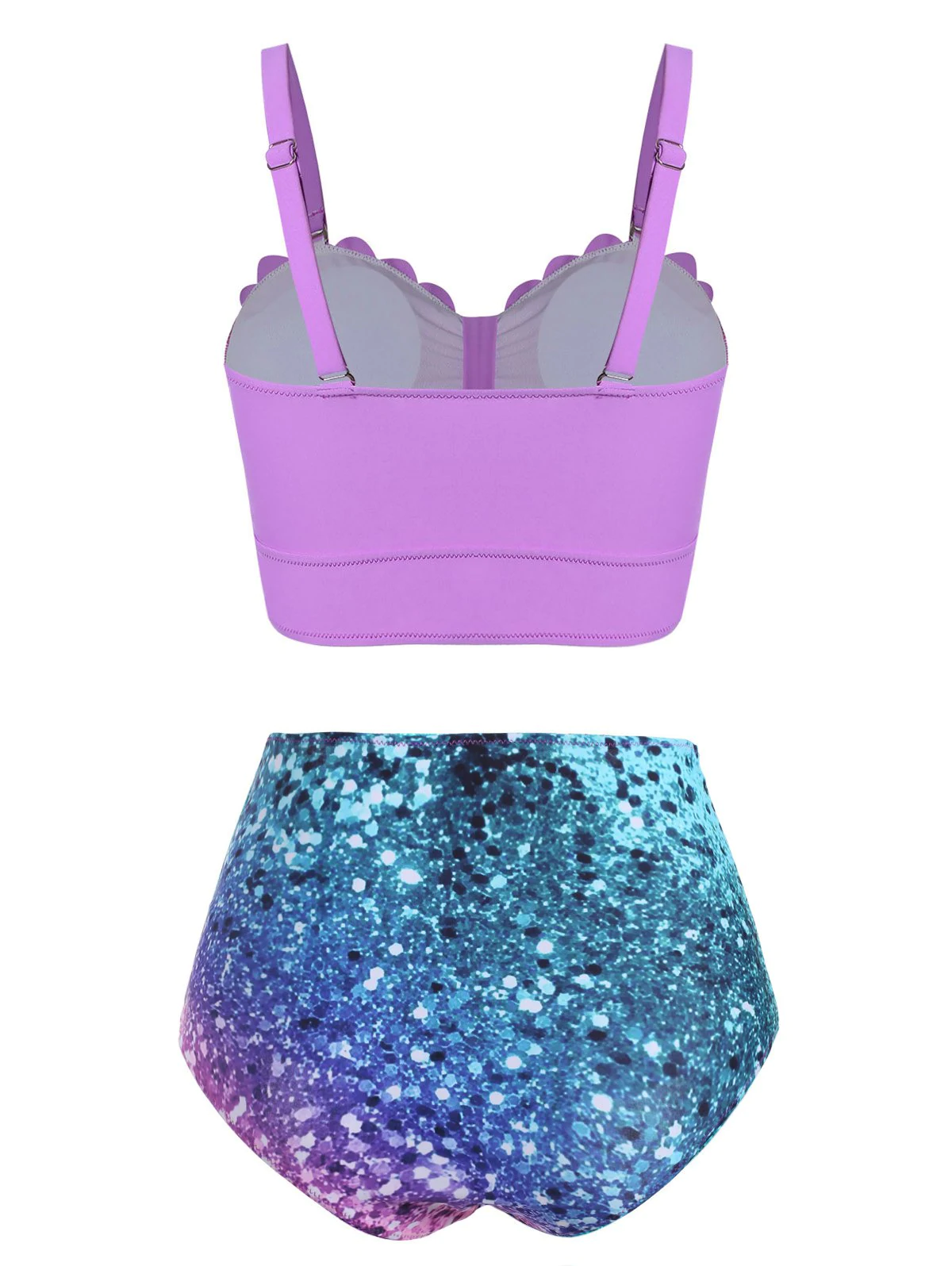 Printed Scalloped Knotted Bikini Swimwear