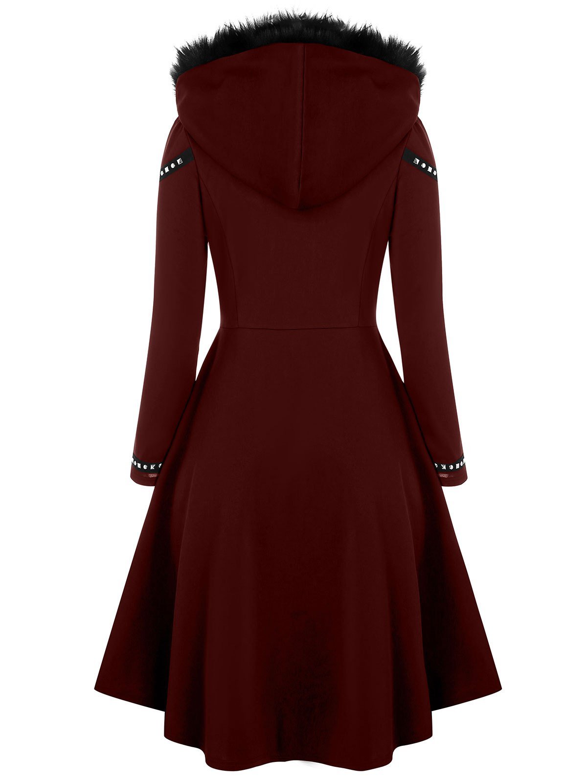 Plus Size Hooded Faux Fur Panel Tunic Coat