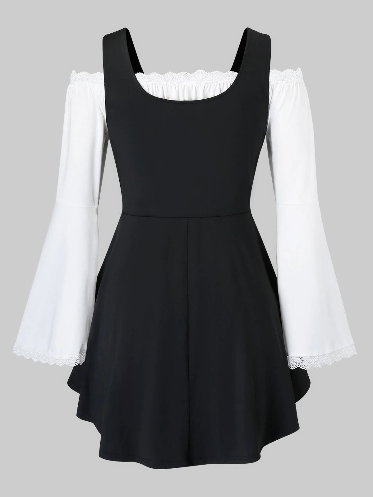 Plus Size Lace Up Cold Shoulder Flare Sleeve T Shirt