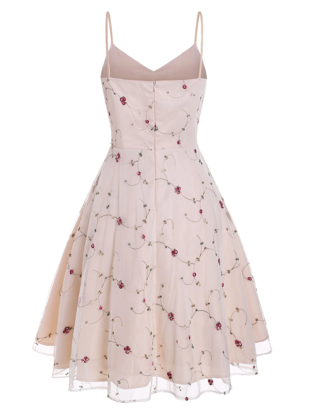 Flower Embroidered Lace Overlay High Low Party Dress