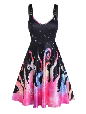 Buckle Strap Animal Print Mini Cami Dress