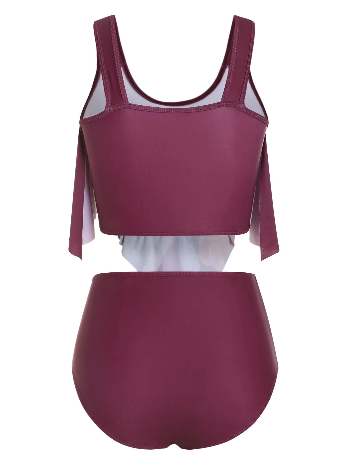 Floral Print Ruched Overlay Tankini Swimwear