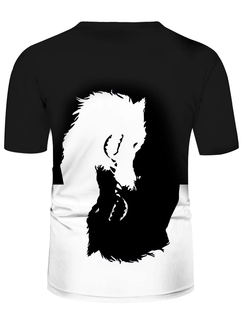 Yin And Yang Wolf Graphic Casual Short Sleeve Tee