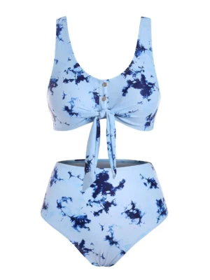 Tie Dye Buttons Bikini Swimwear