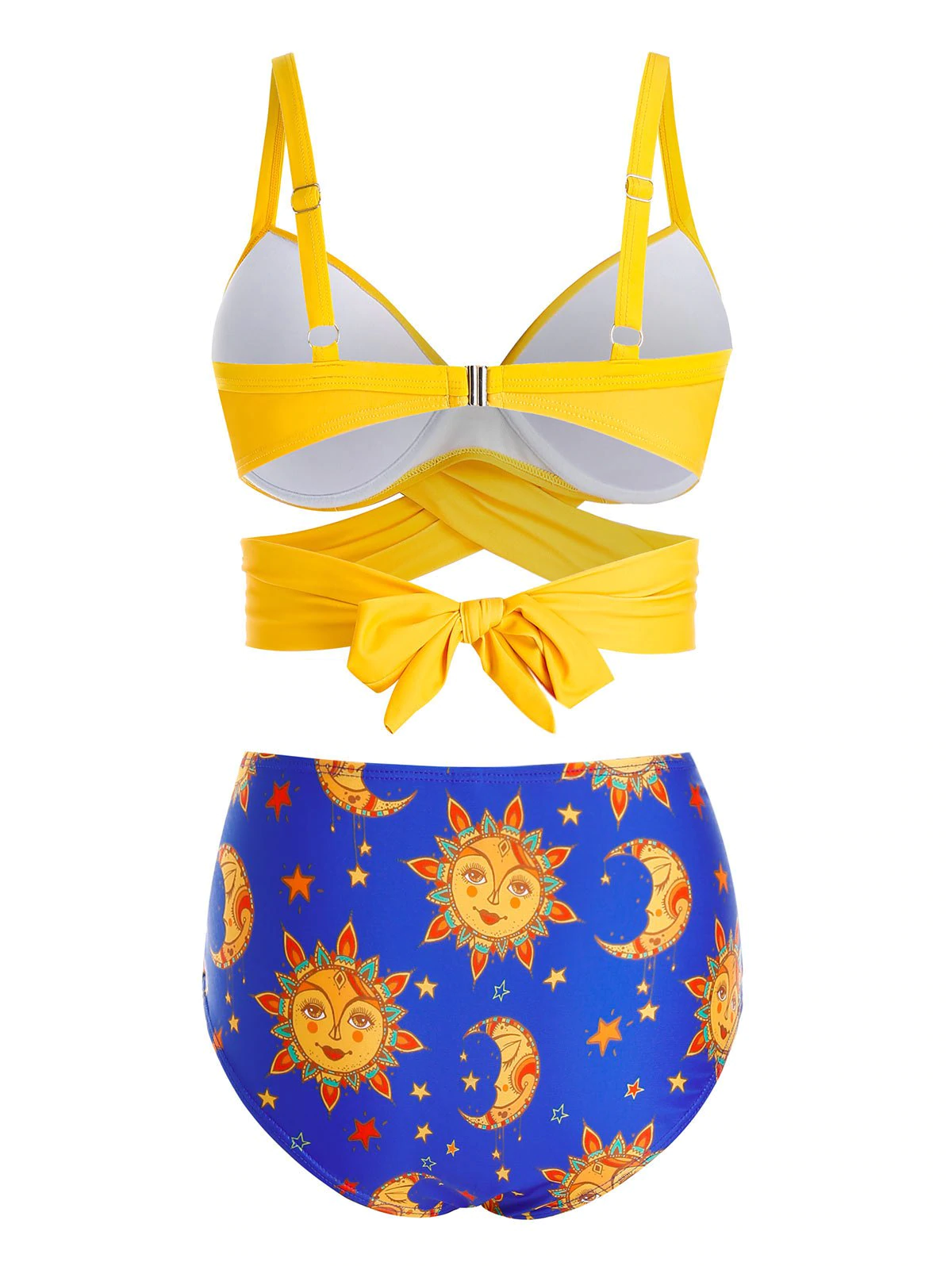 Plus Size Moon and Sun Crossover Knot Underwire Tankini Swimwear