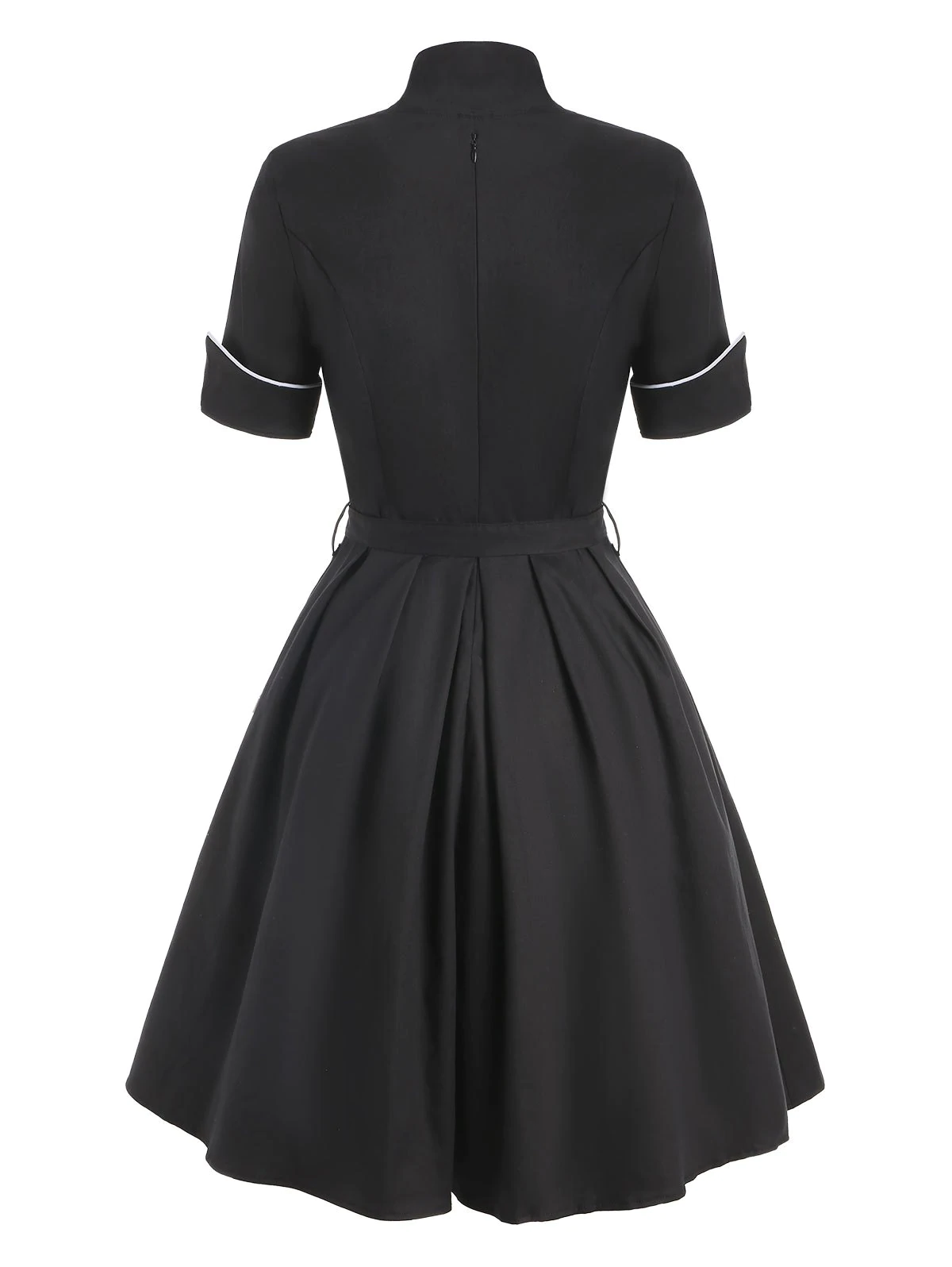 Vintage Contrast Buttons Pin Up Dress