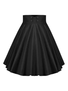 Buttoned A Line High Rise Pleated Skirt