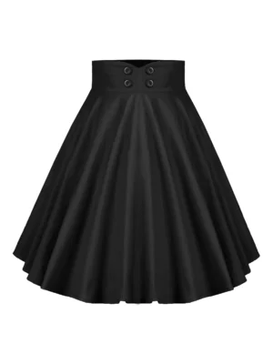Buttoned A Line High Rise Pleated Skirt
