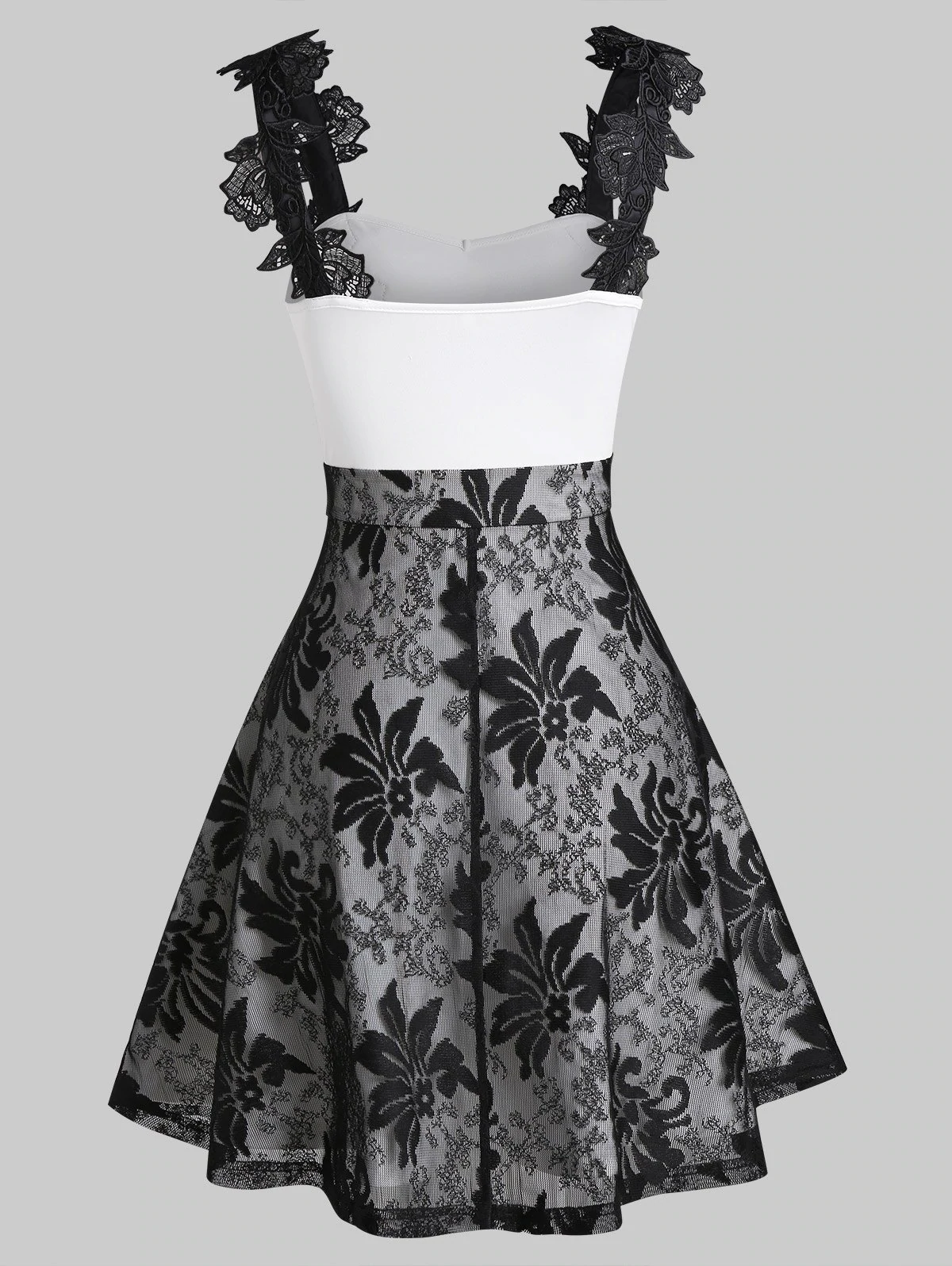 Flower Lace Applique High Waist Party Dress