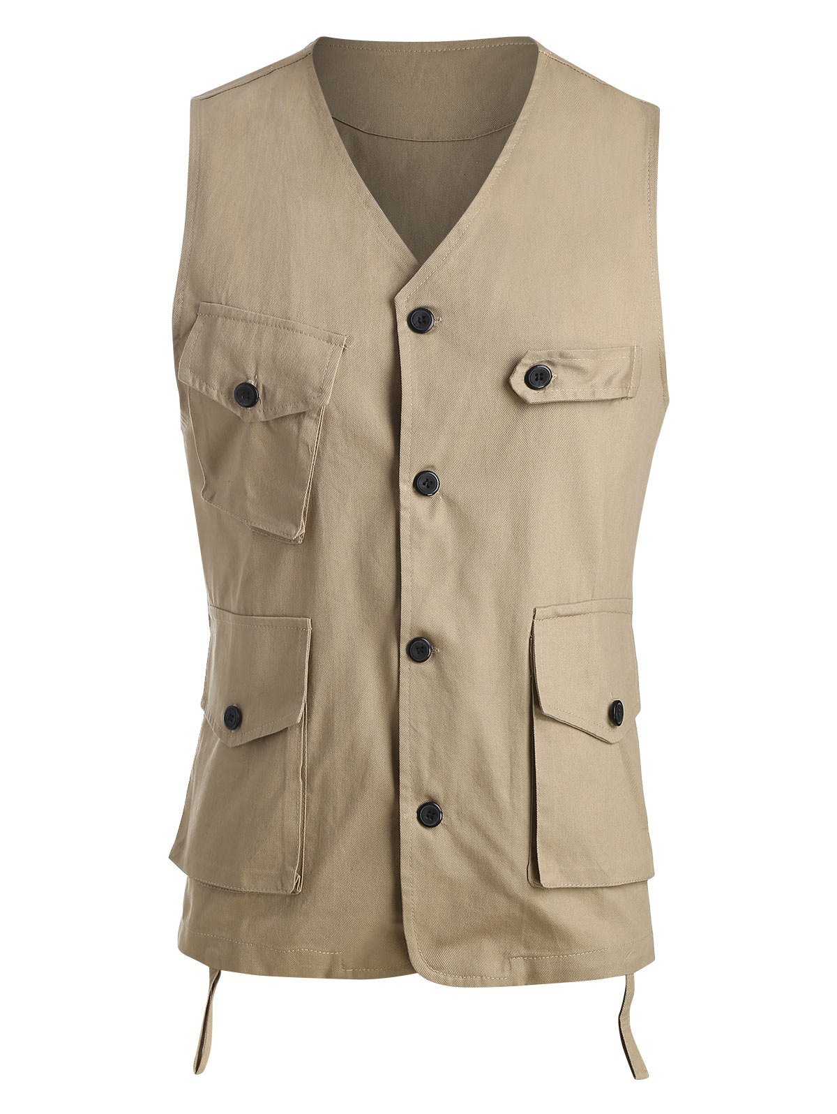 Pure Color Button Up Fisher Vest