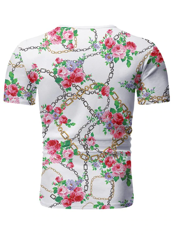 Flower Chain Print Short Sleeve T-shirt