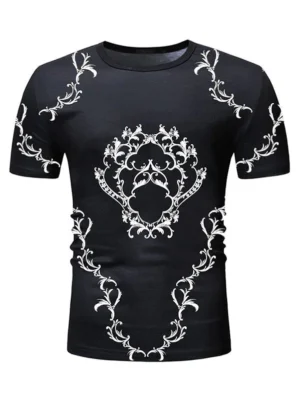 Printed Crew Neck Short Sleeves T Shirt