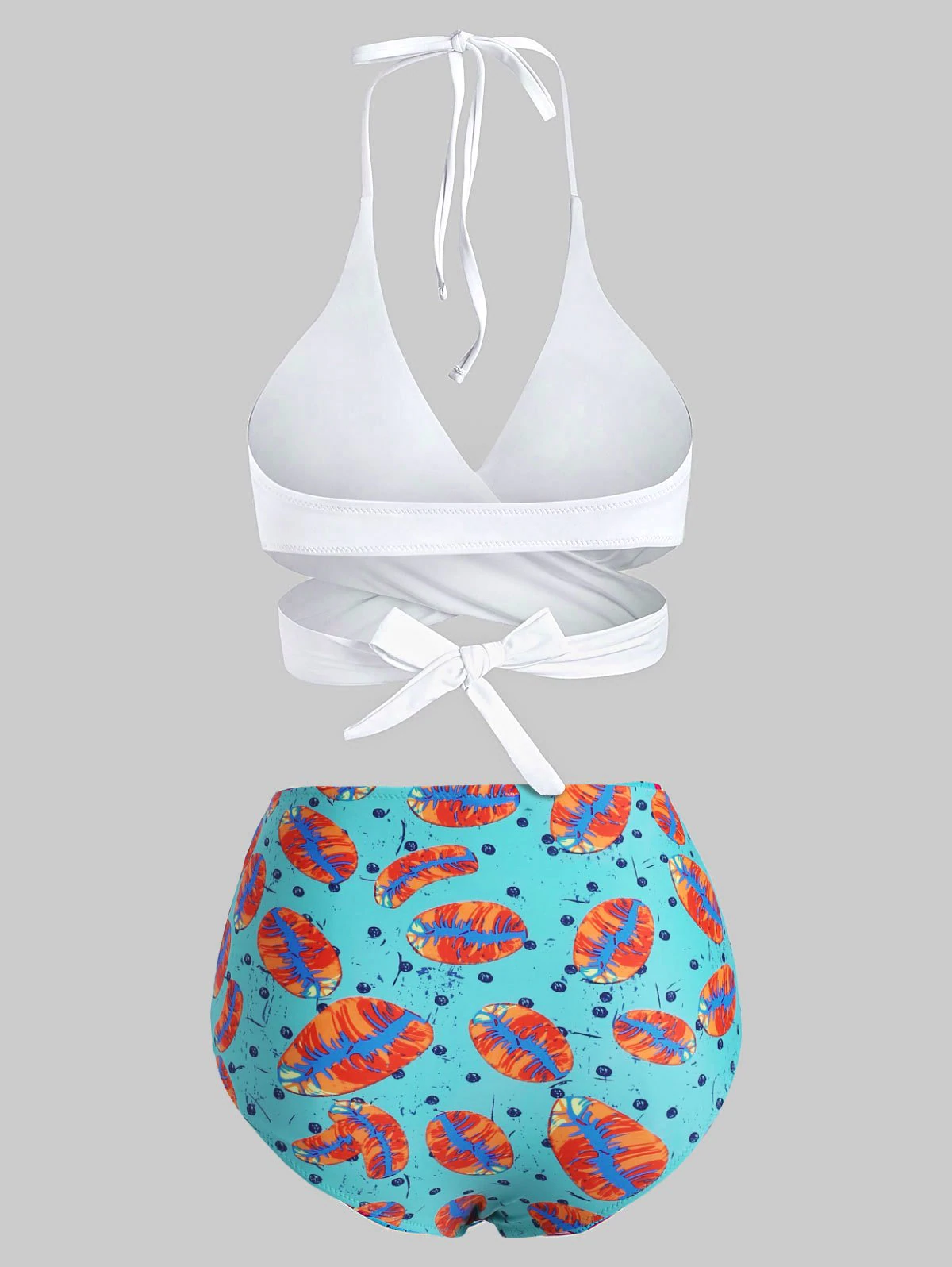 Halter Lip Print Ring Wrap Bikini Swimwear