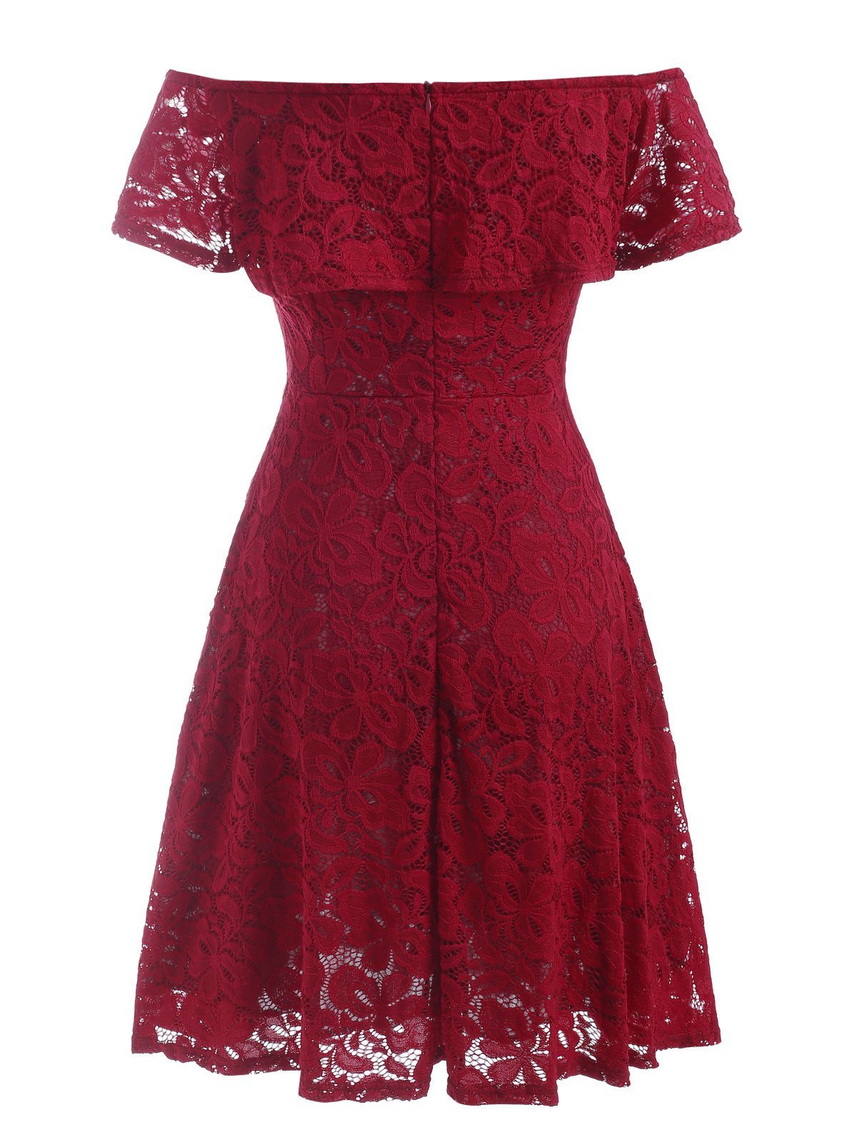 Off Shoulder Ruffles Lace Dress