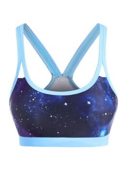 Contrasting Trim Galaxy Print Bikini Top